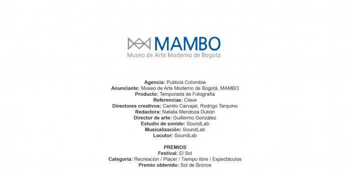Temporada de Fotografía (Clave) – Museo de Arte Moderno de Bogotá, MAMBO